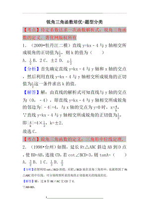 锐角三角函数培优-题型分类(答案版).doc