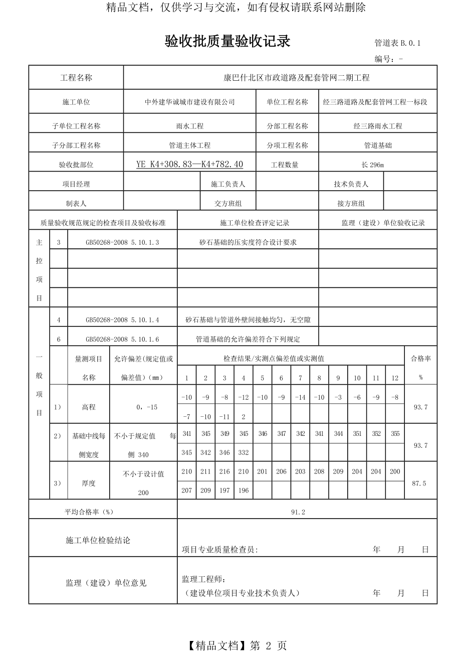 砂砾垫层检验批质量检验记录1.doc_第2页