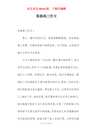 孤独高三作文.docx