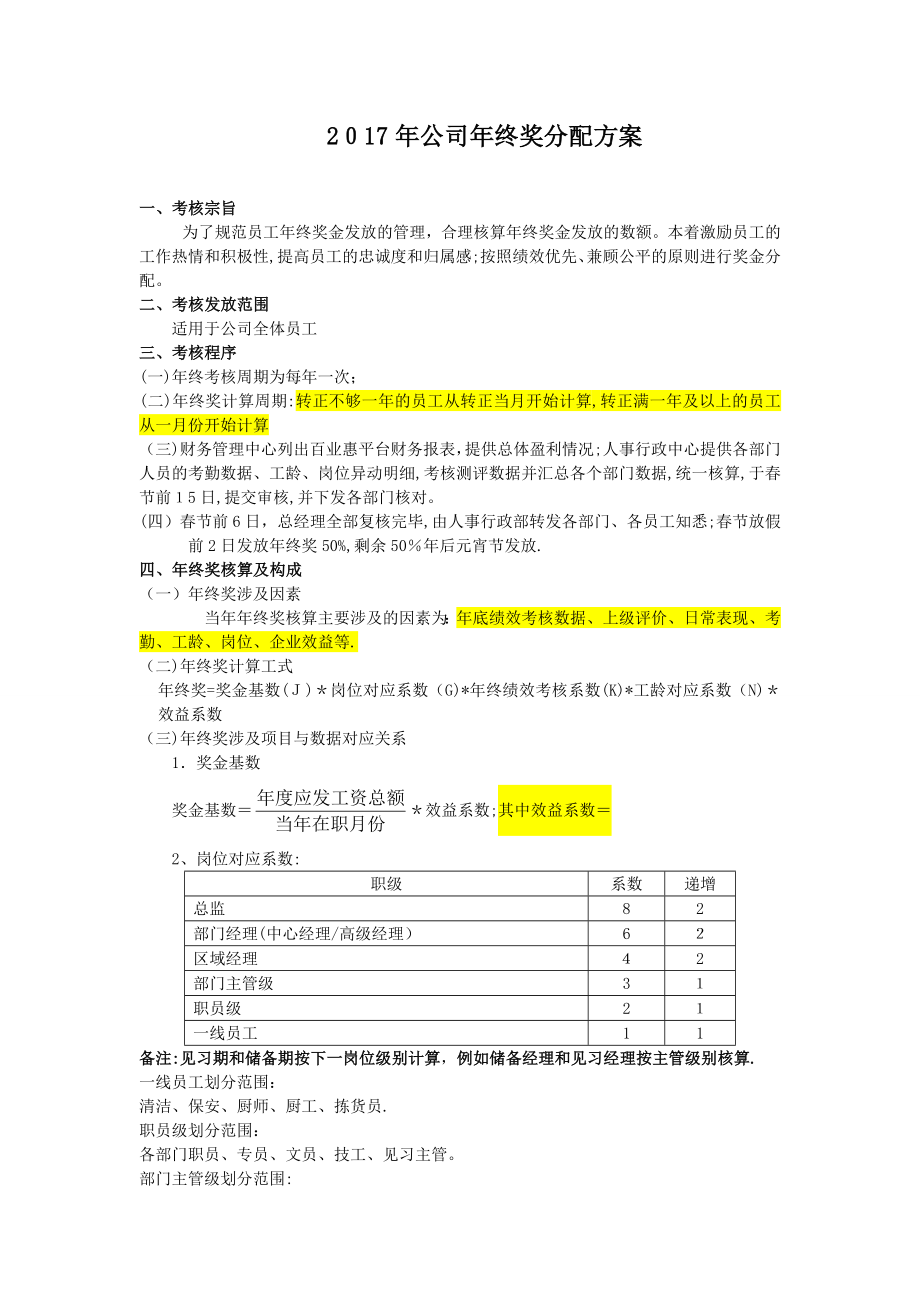 公司年终奖分配方案2017.doc_第1页