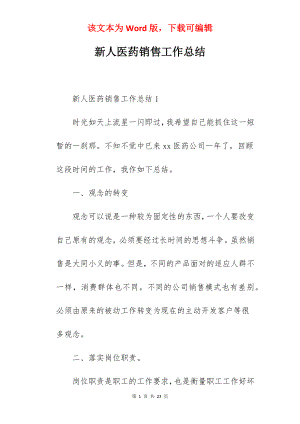 新人医药销售工作总结.docx