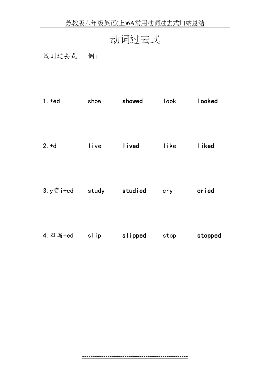 苏教版六年级英语(上)6A常用动词过去式归纳总结.doc_第2页