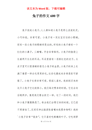 兔子的作文600字.docx