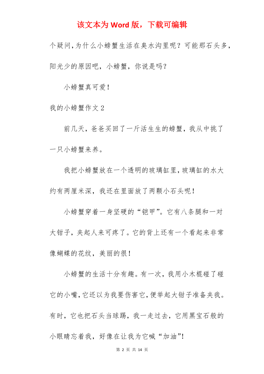 我的小螃蟹作文.docx_第2页