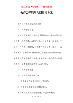 教师公开课幼儿园活动方案.docx