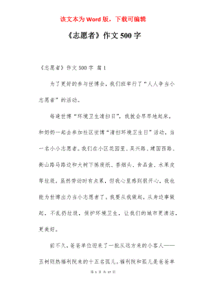 《志愿者》作文500字.docx