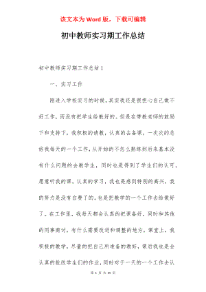 初中教师实习期工作总结.docx