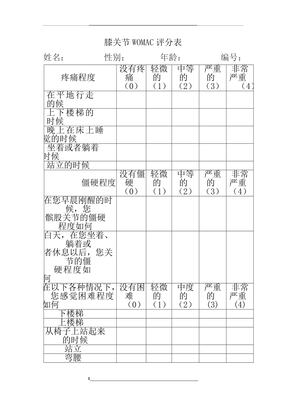 膝关节-WOMAC评分.doc_第1页