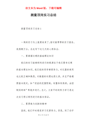 测量顶岗实习总结.docx