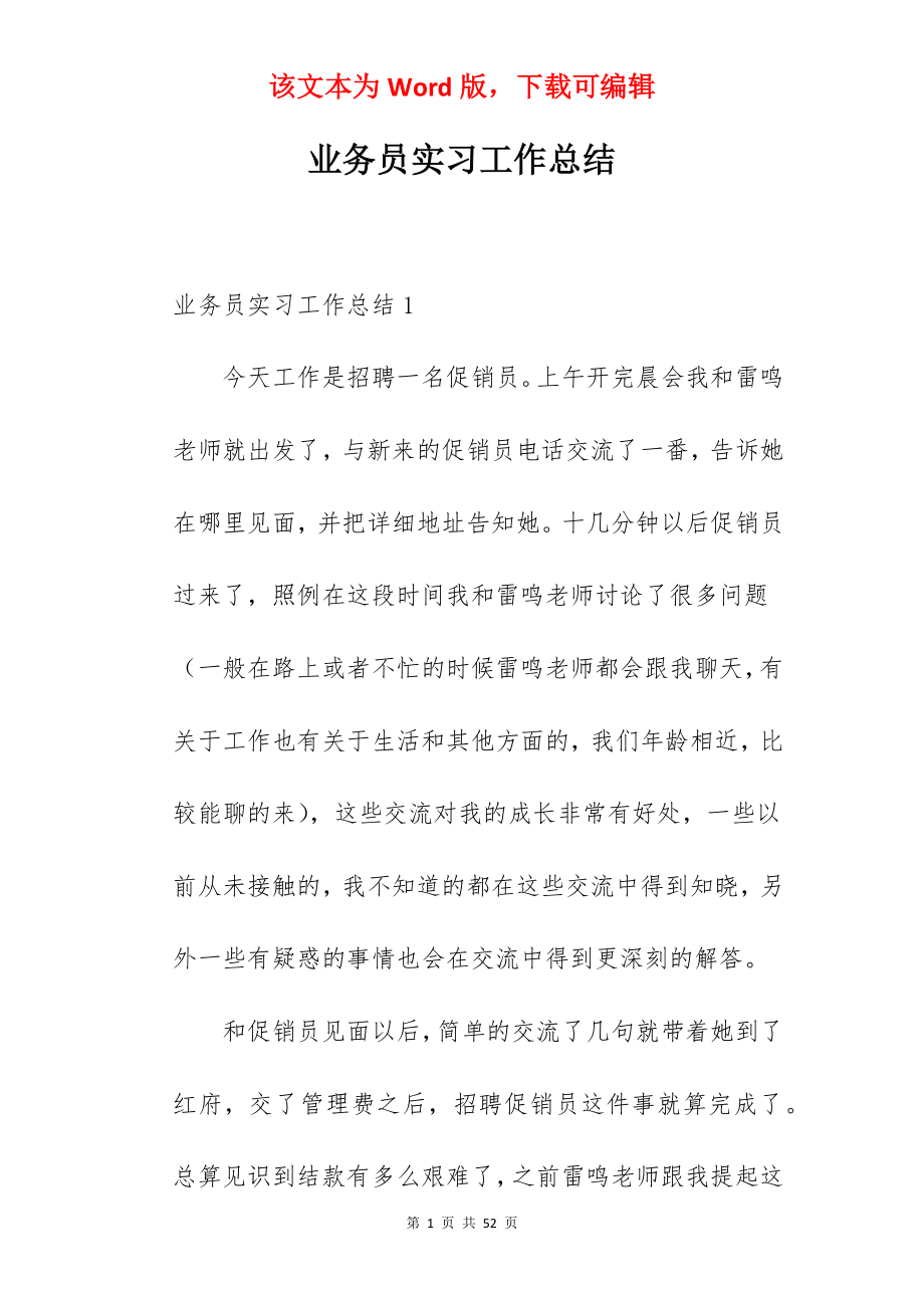 业务员实习工作总结_2.docx_第1页