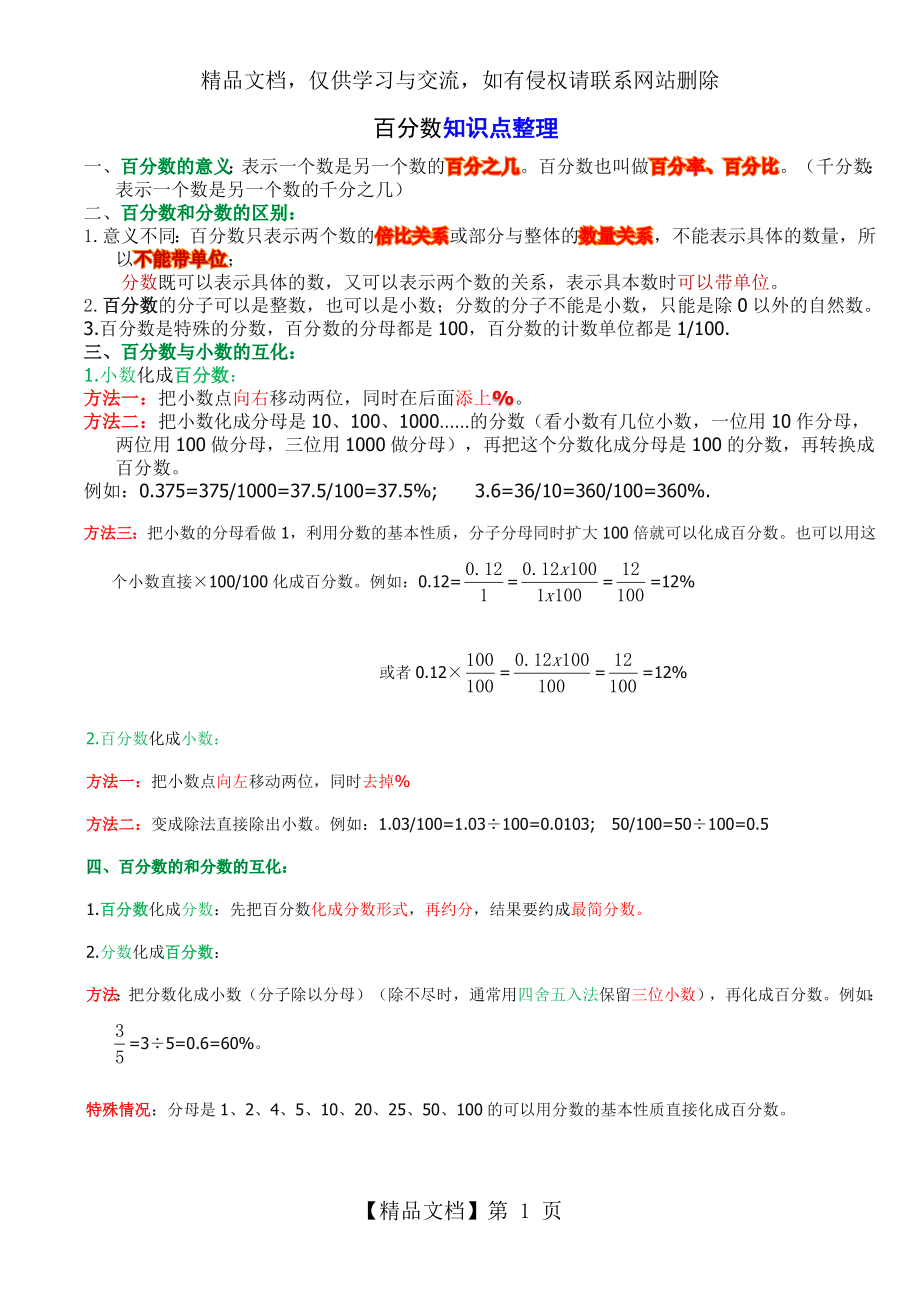 百分数知识点整理.docx_第1页