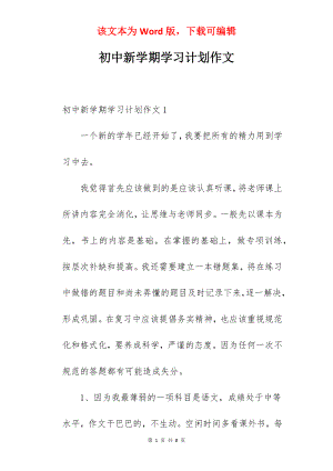 初中新学期学习计划作文.docx