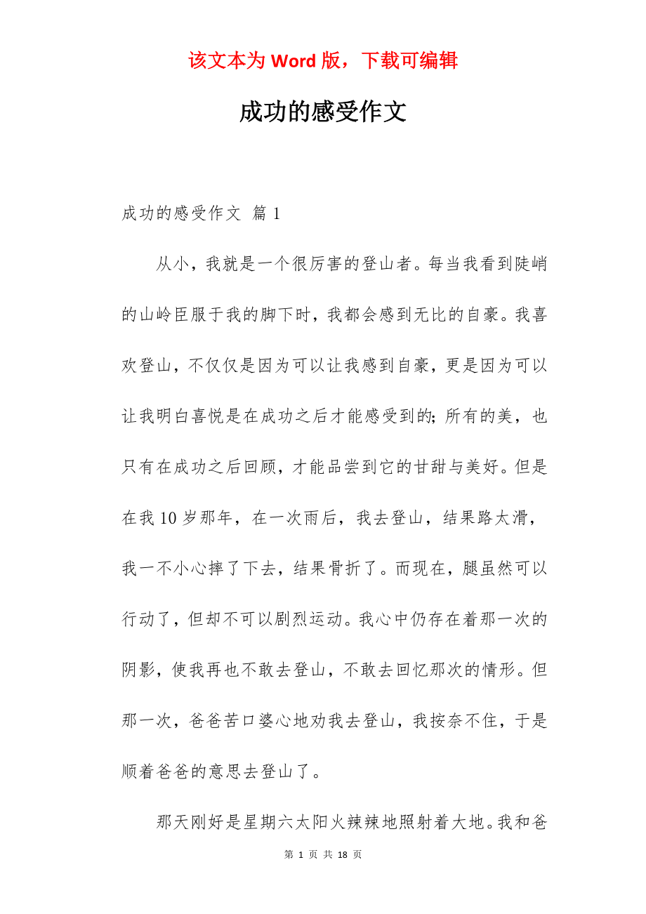 成功的感受作文.docx_第1页