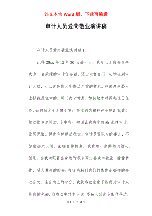 审计人员爱岗敬业演讲稿.docx