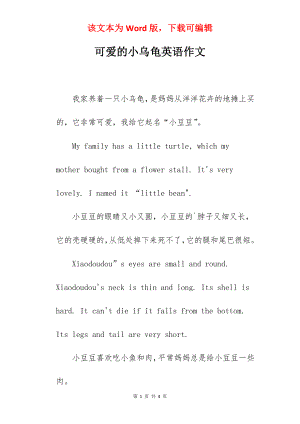 可爱的小乌龟英语作文.docx