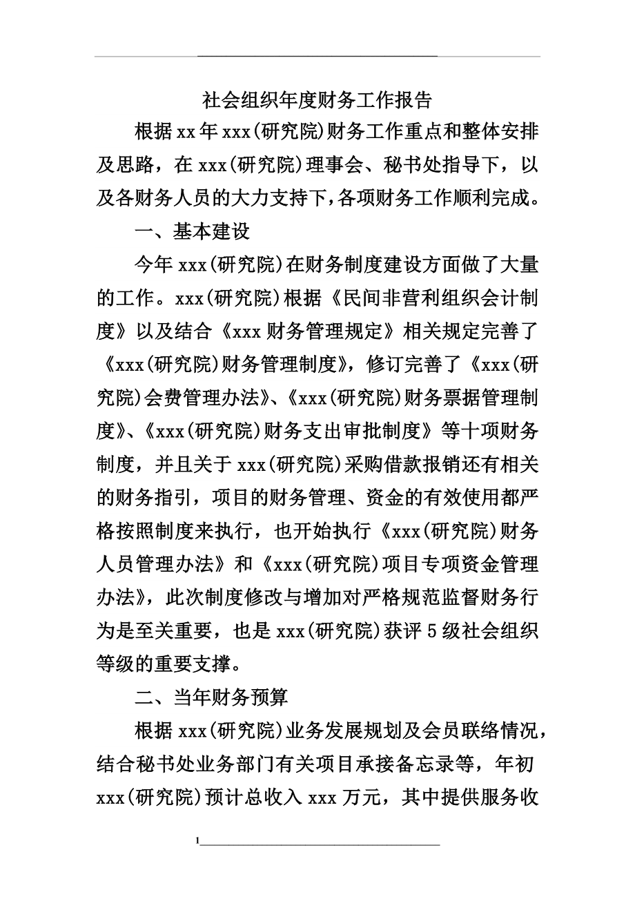 社会组织年度财务工作报告.docx_第1页