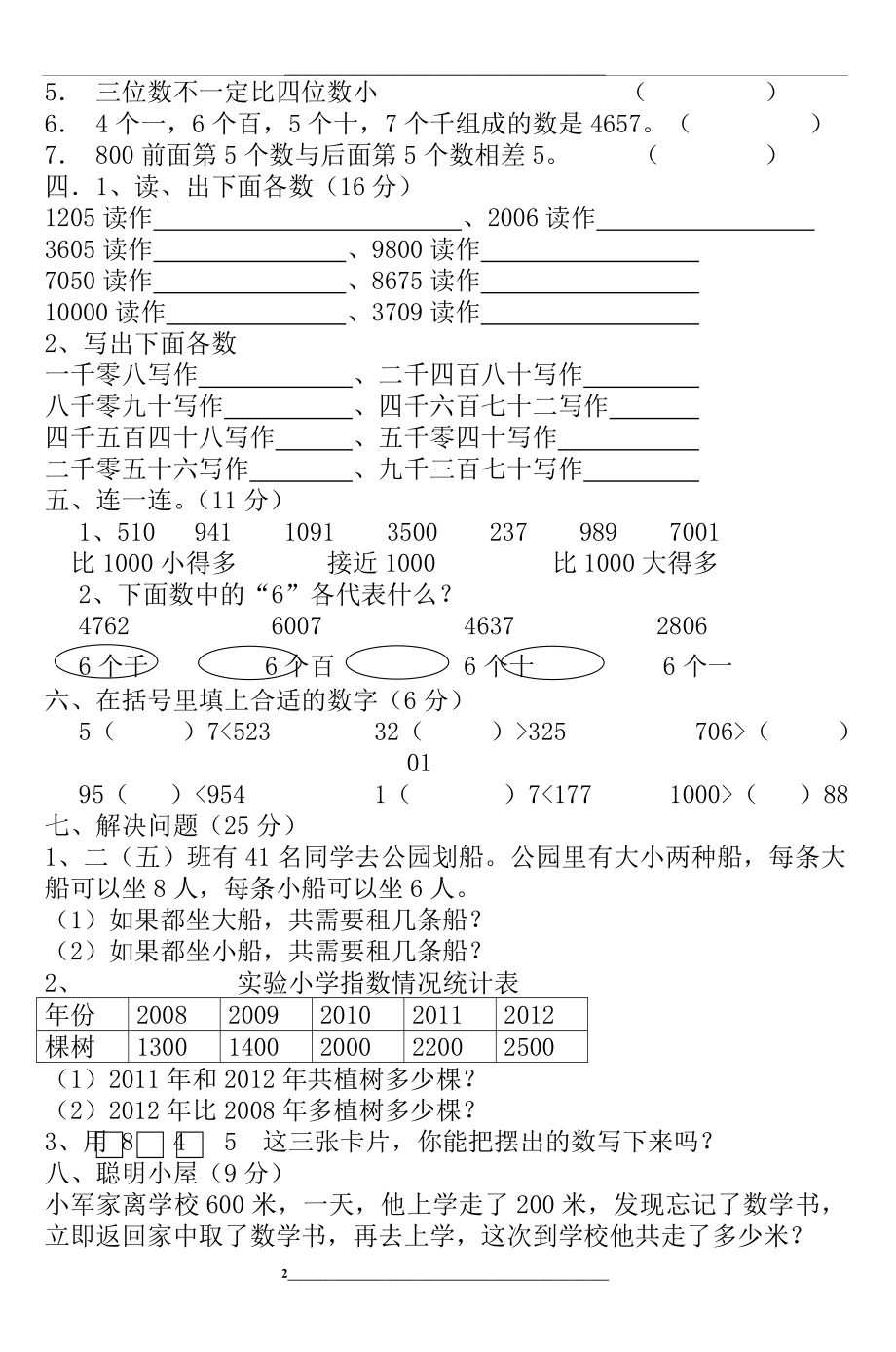 青岛版二年级下册数学第二单元测试题-(2).doc_第2页