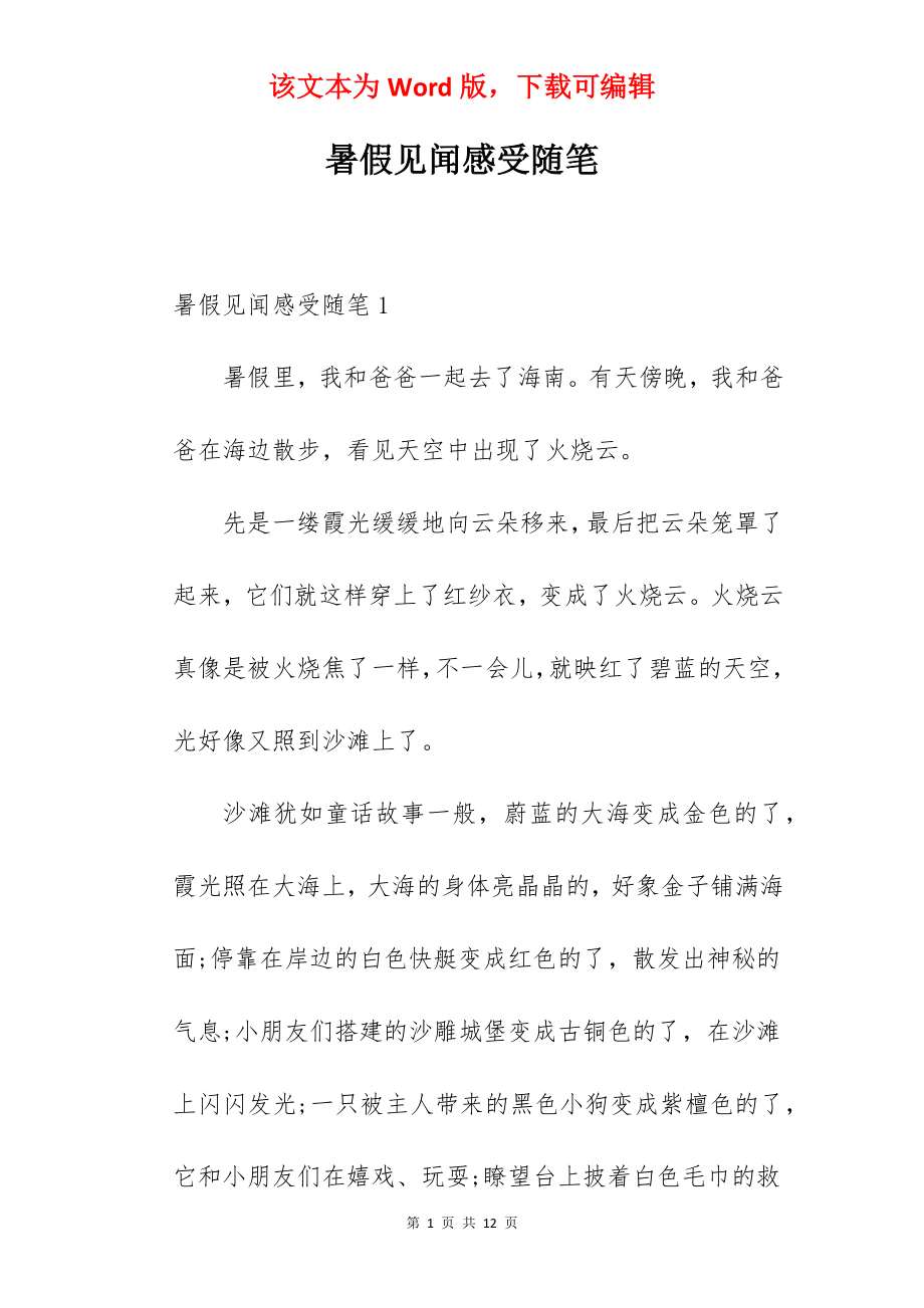 暑假见闻感受随笔.docx_第1页