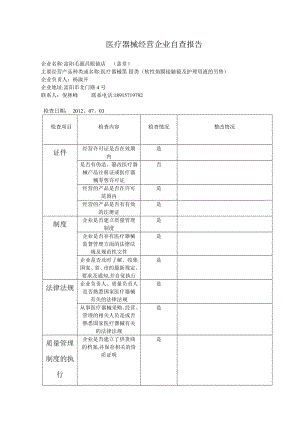 医疗器械经营企业自查报告57706.doc