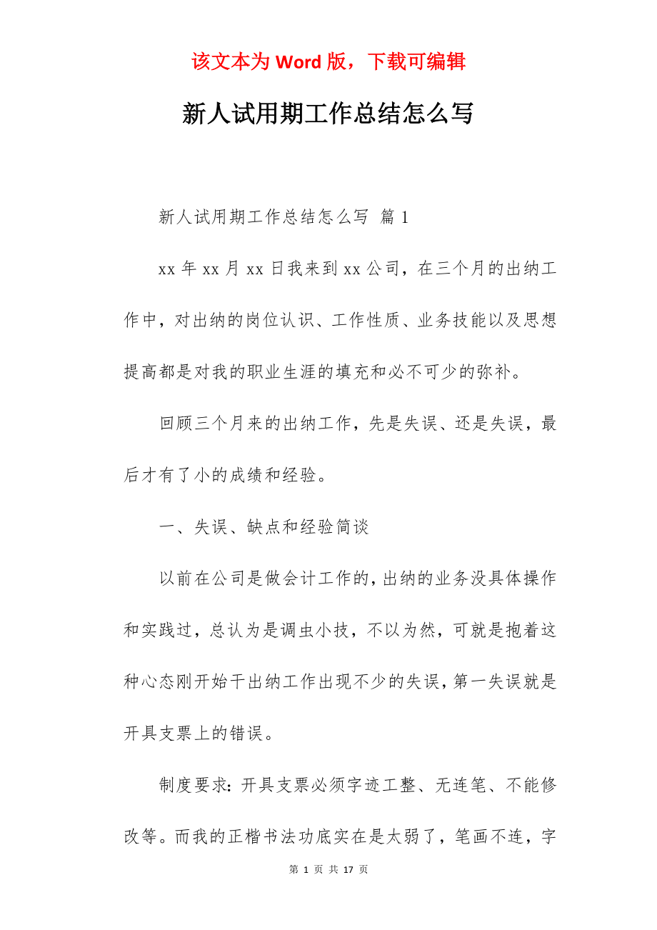 新人试用期工作总结怎么写.docx_第1页