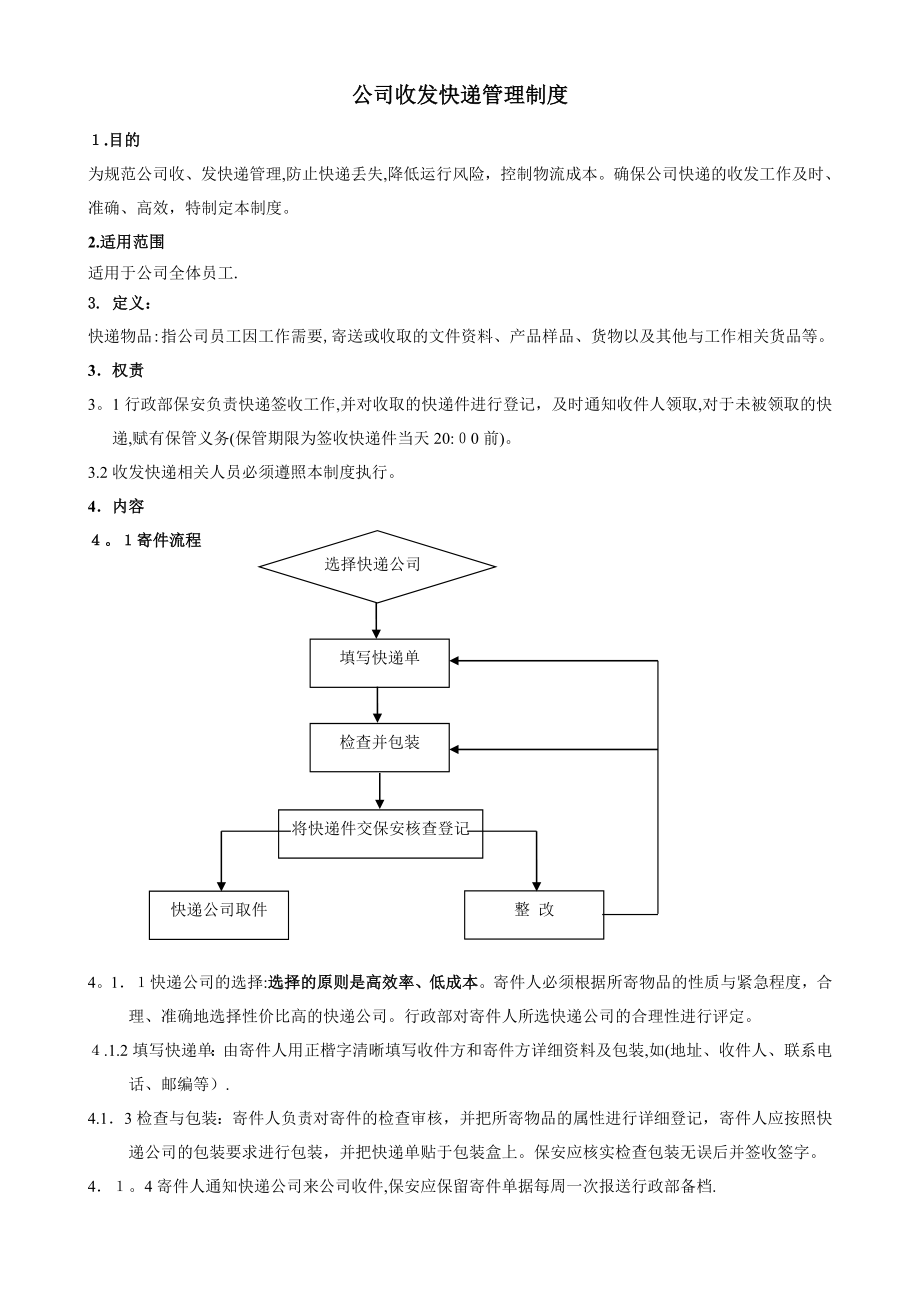 公司收发快递管理规定91977.doc_第1页