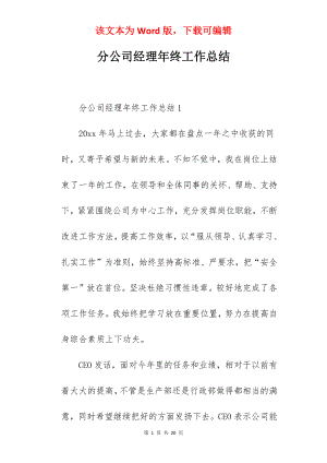 分公司经理年终工作总结.docx