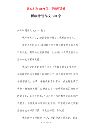 新年计划作文300字.docx