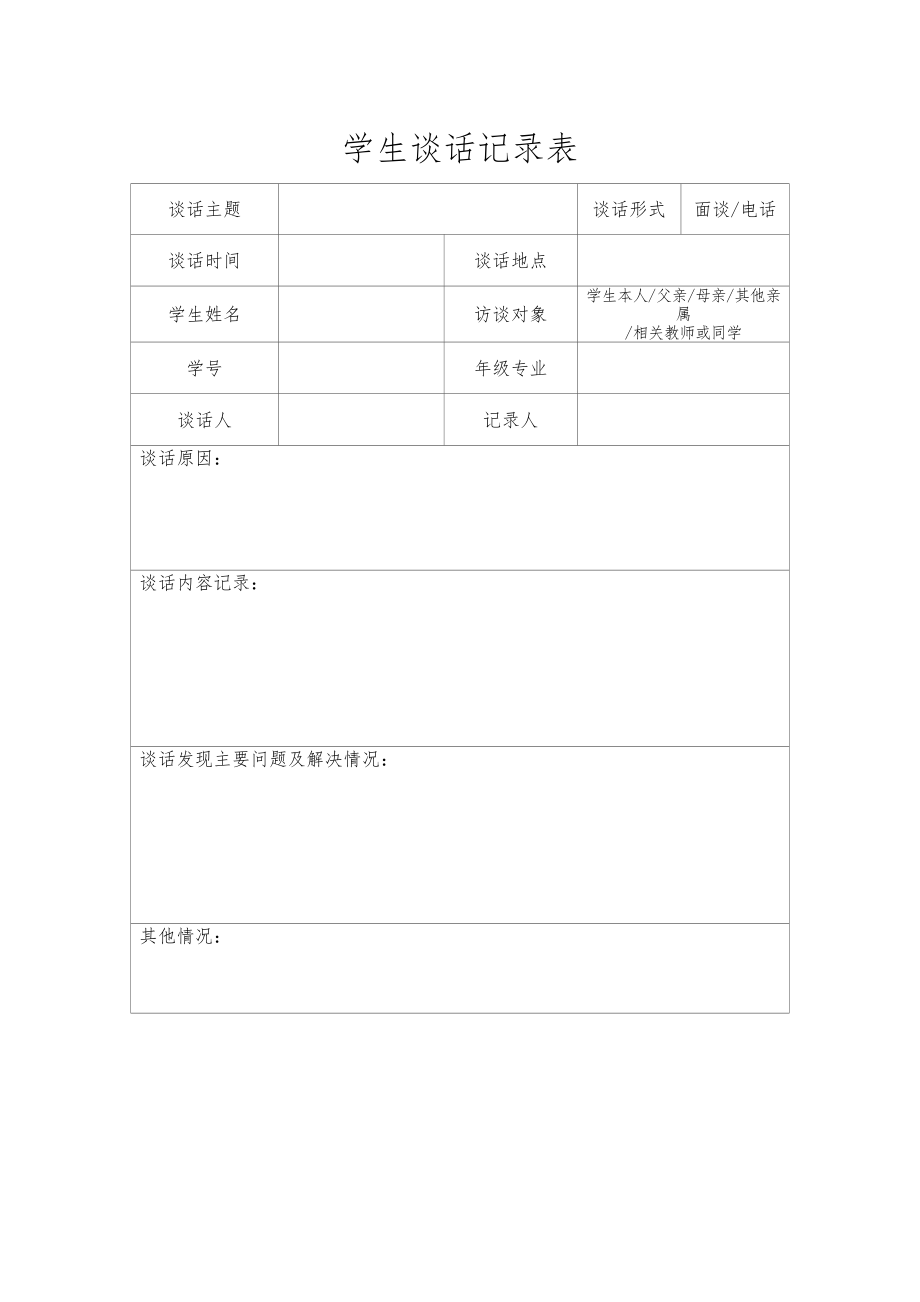 学生谈话记录表89800.doc_第1页