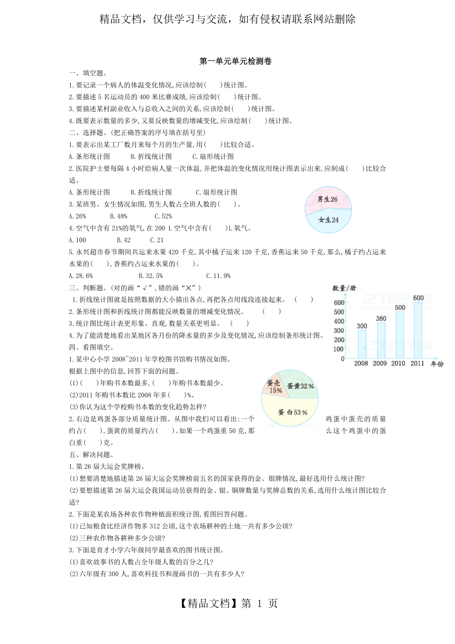 苏教版六下数学第1单元检测卷及答案.doc_第1页