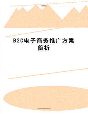 最新B2C电子商务推广方案简析.doc