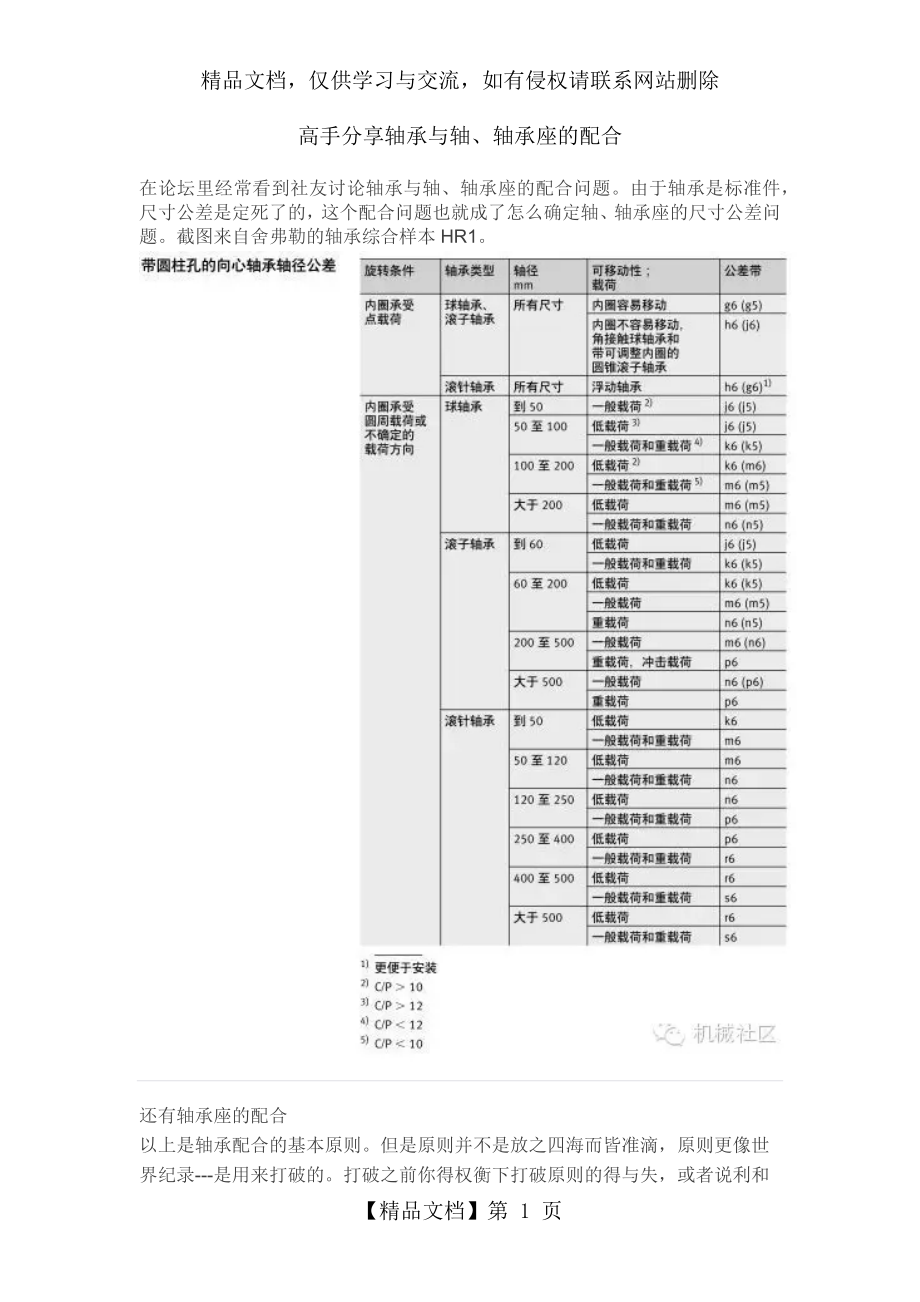 轴承与轴、轴承座的配合.docx_第1页