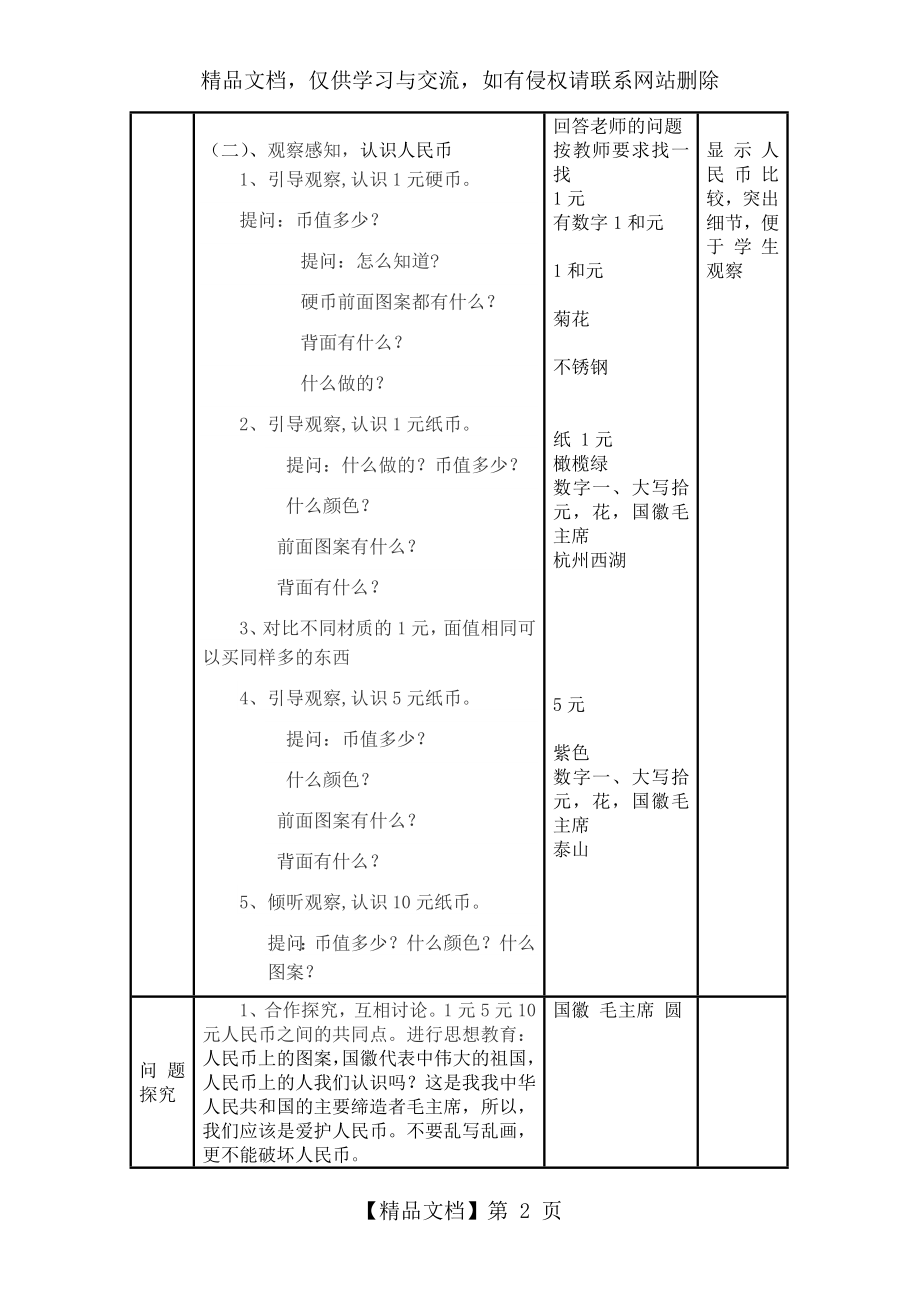 认识1元5元10元人民币教学设计.doc_第2页