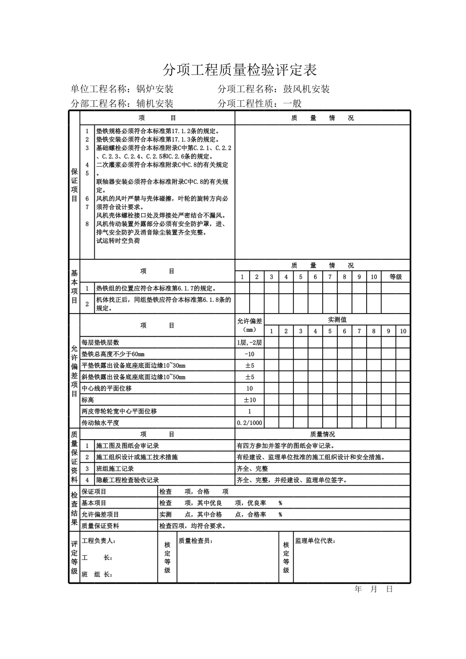 《煤矿安装工程质量检验评定标准》mt501095锅炉分部之辅机安装.xls_第2页