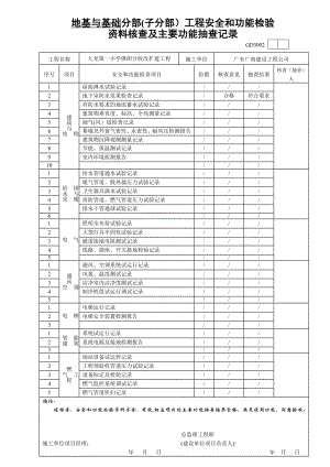 地基与基础分部(子分部)工程安全和功能检验资料核查及主要功能抽查记录.doc