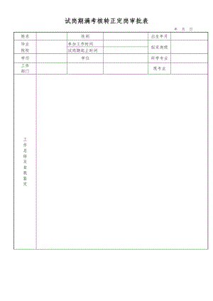 试岗期满考核转正定岗审批表(公司员工用).doc