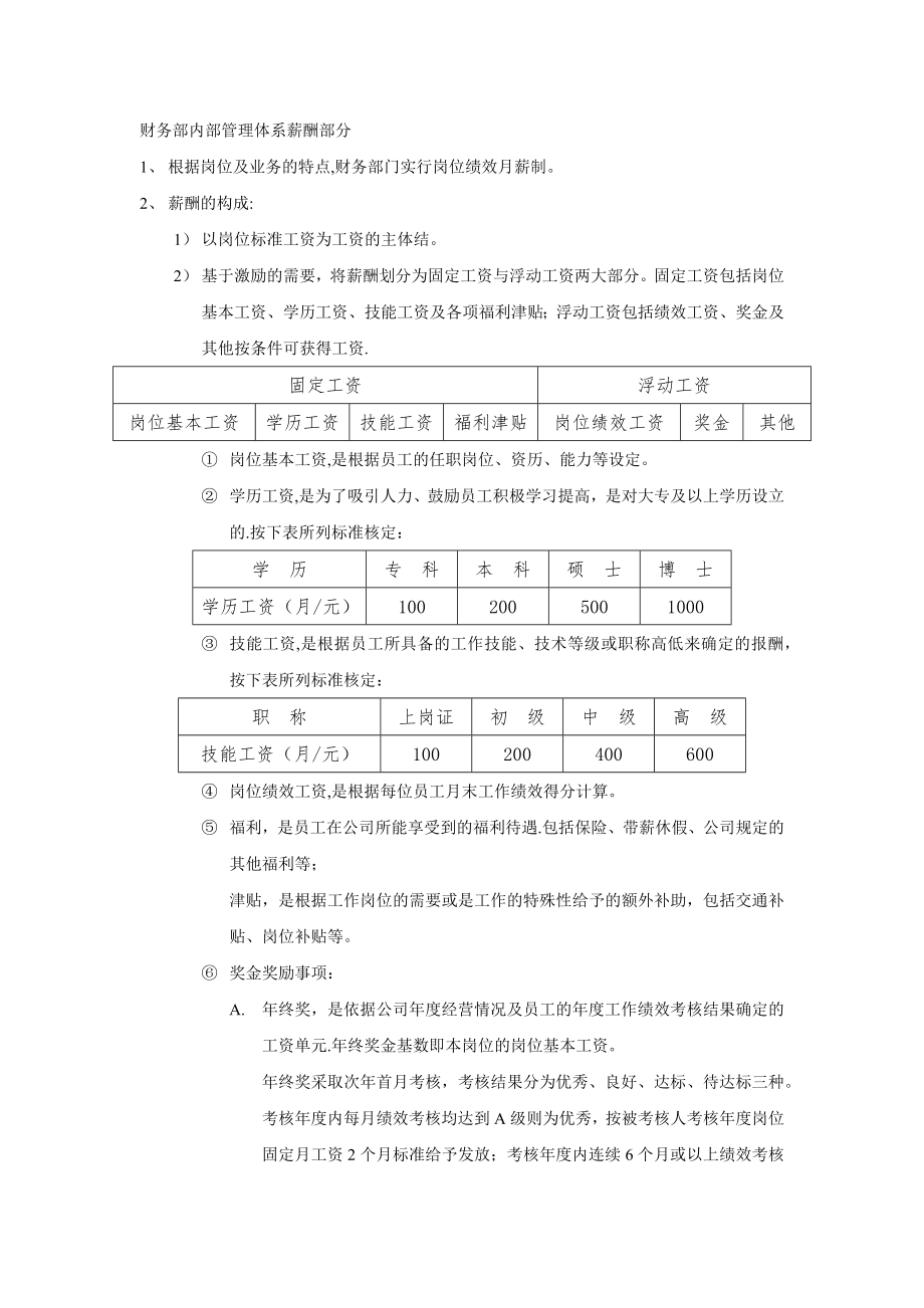 财务部管理体系薪酬部分.docx_第1页