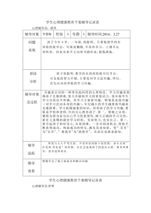 学生心理健康教育个案辅导记录表92468.doc