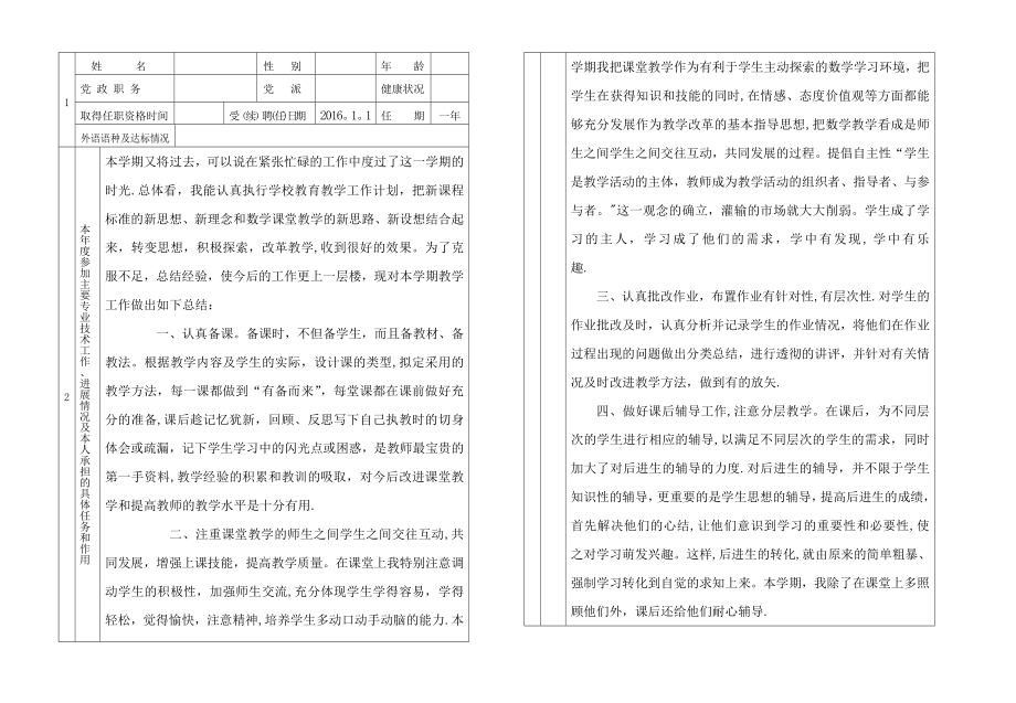 四川省专业技术人员年度考核表(姓名：).doc_第2页