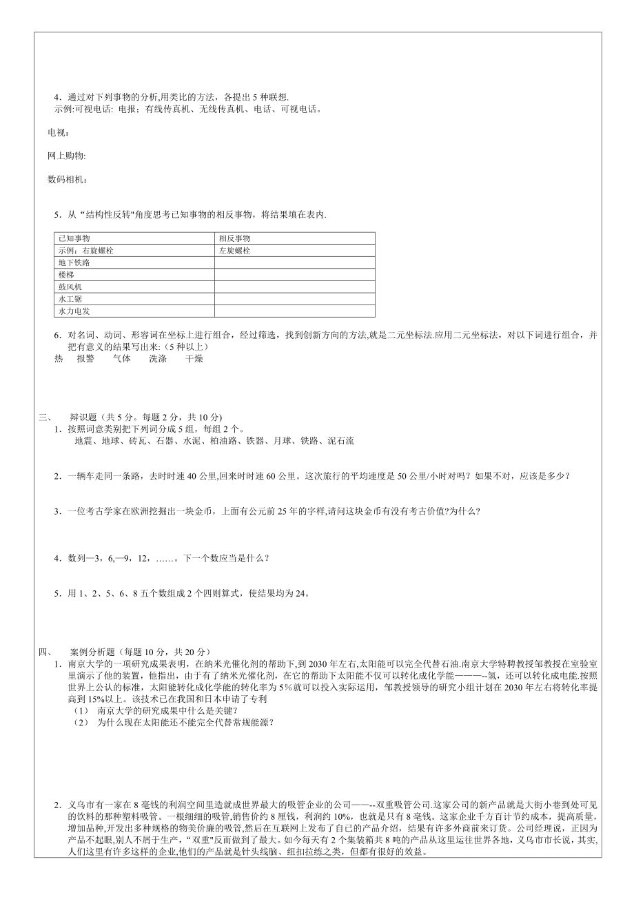 安工大---创造学与创新学试卷.doc_第2页