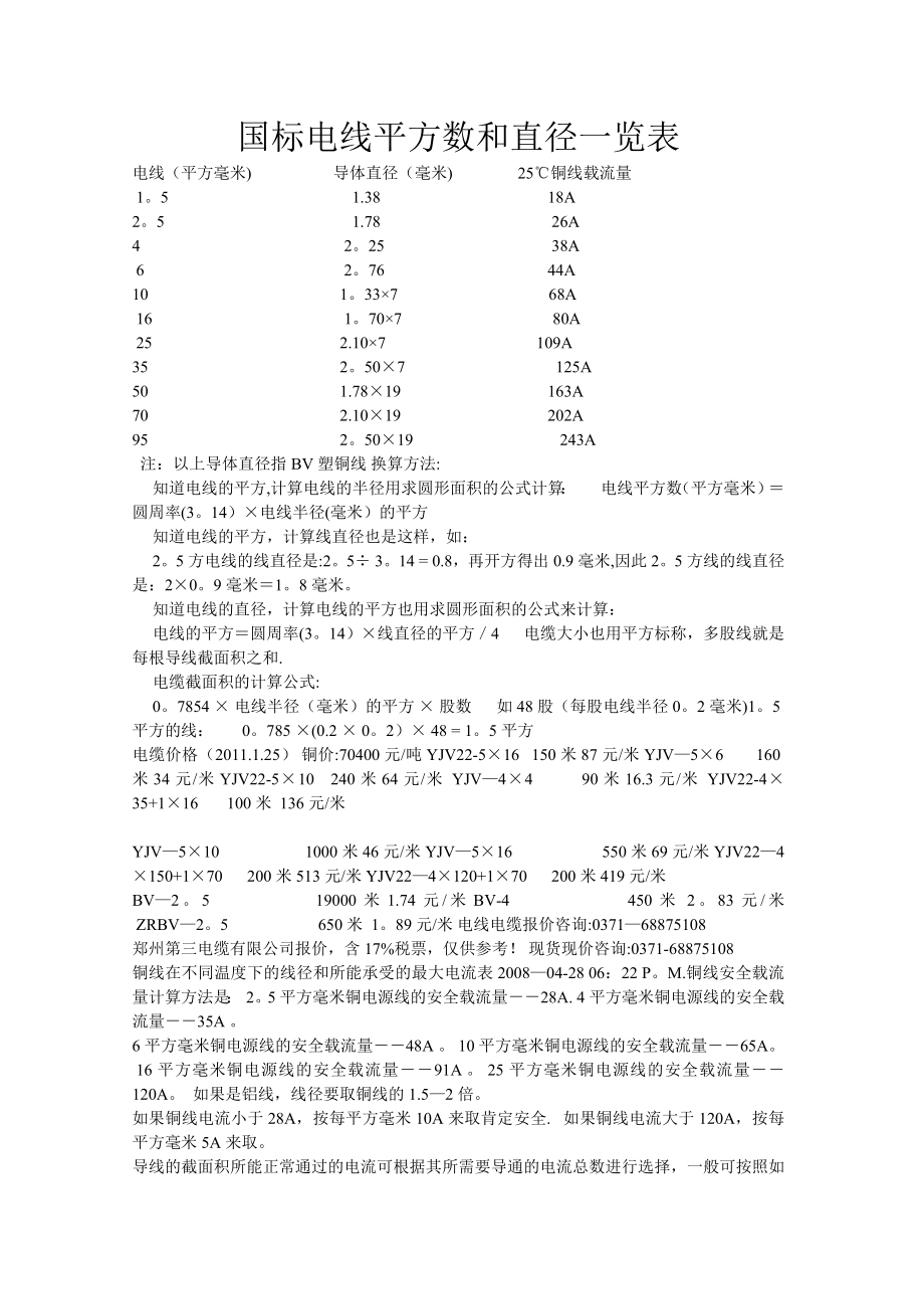 国标电线平方数和直径一览表09936.doc_第1页