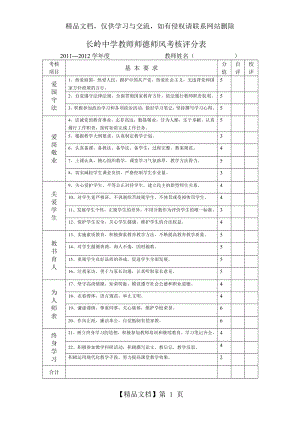 长岭中学教师师德师风考核评分表.doc