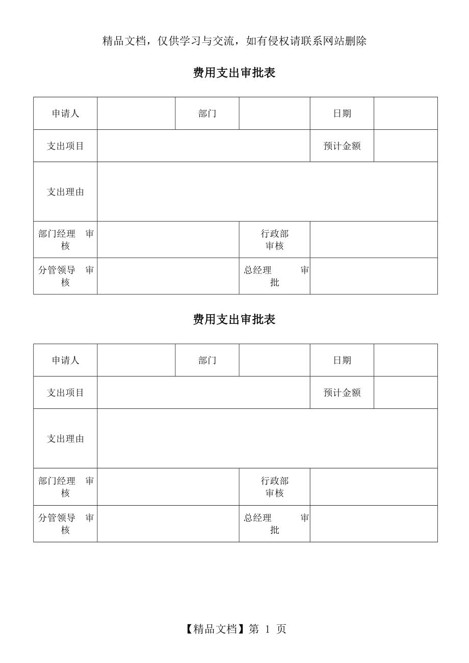 费用支出审批表.doc_第1页