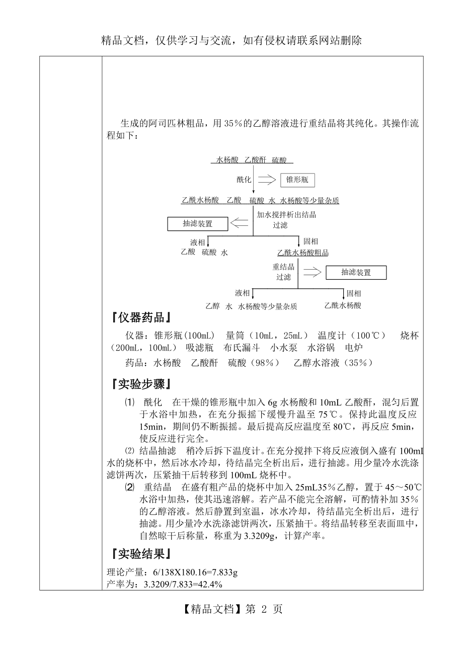 阿司匹林的制备实验报告.doc_第2页