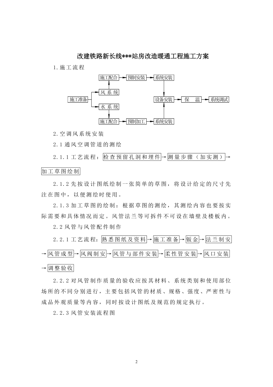 暖通施工组织设计 铁路站站房改造暖通工程施工组织设计方案.doc_第2页