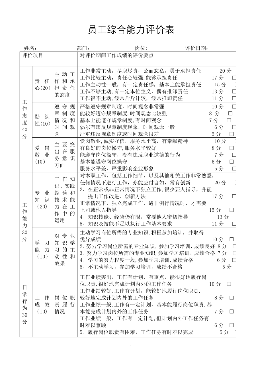 员工综合能力评价表41694.doc_第1页