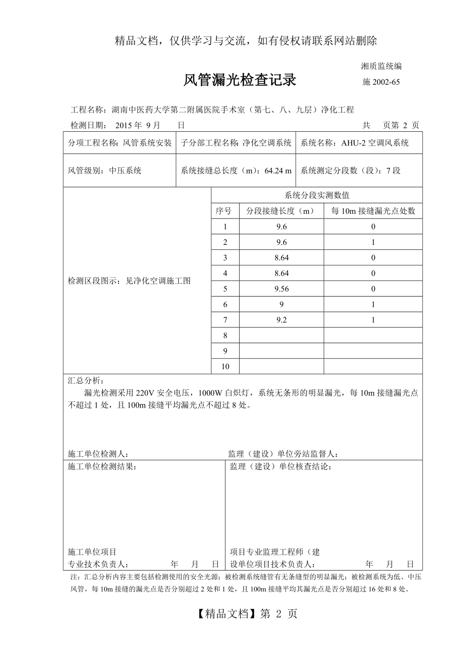 风管漏光检测记录.doc_第2页