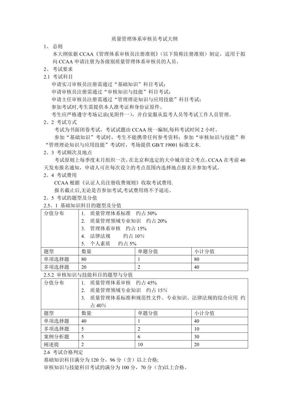 质量管理体系审核员考试大纲.doc_第1页