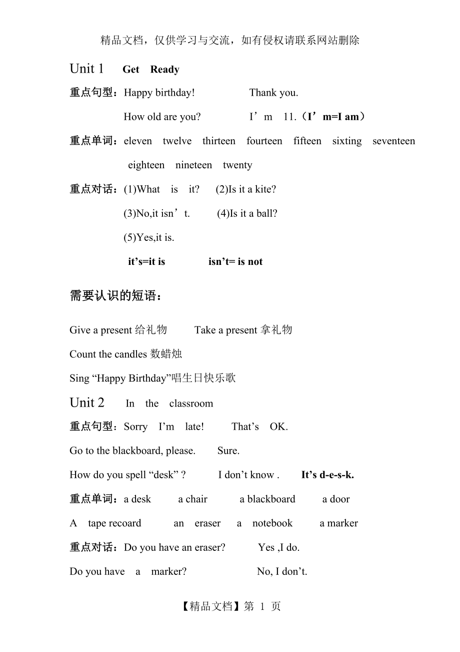 苏教版小学英语三年级下复习资料.doc_第1页