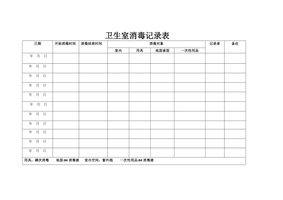 卫生室消毒记录表43219.doc_第1页