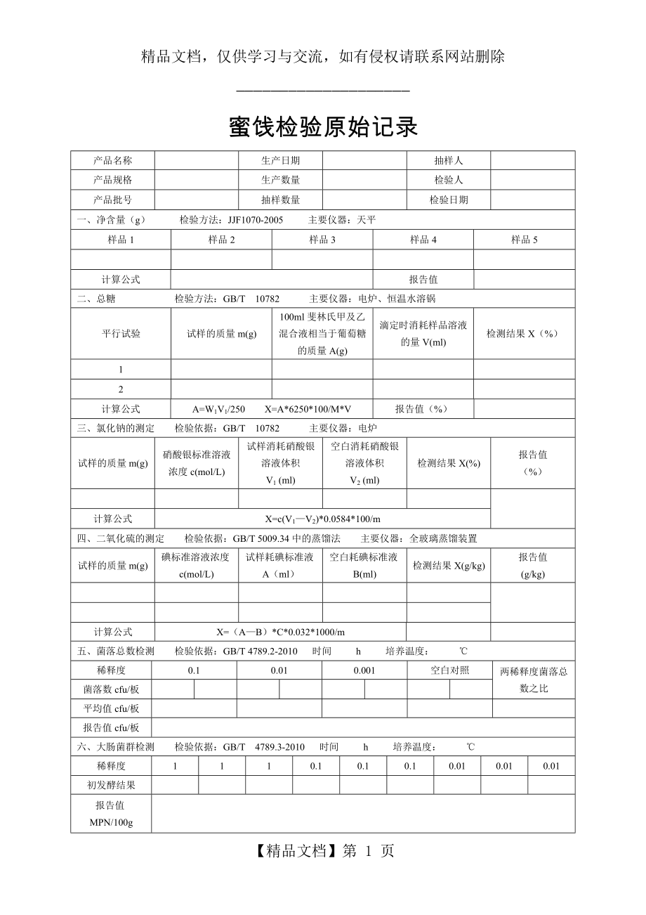 蜜饯检验原始记录.doc_第1页